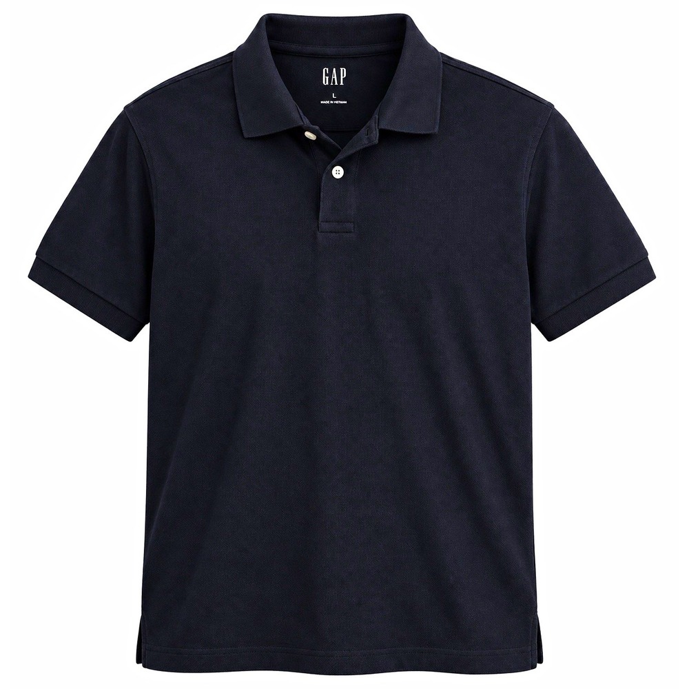 L- GAP Men's Dark Navy blue Solid Classic Fit Short sleeve Polo T Shirt